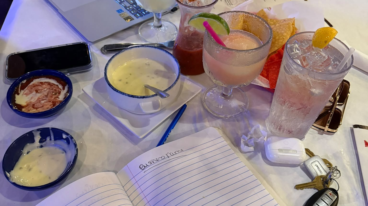 First official business dinner — Dr. Kelly Pizani and Dr. Brandie Wolsefer planning Bayou Education Partners Group